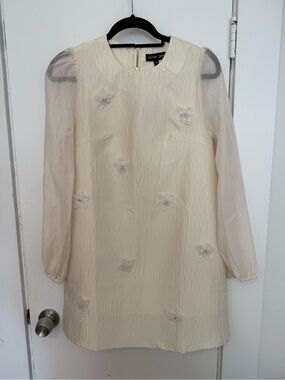 Sister Jane Cream Floral Appliqué Long Sleeve Mini Dress
